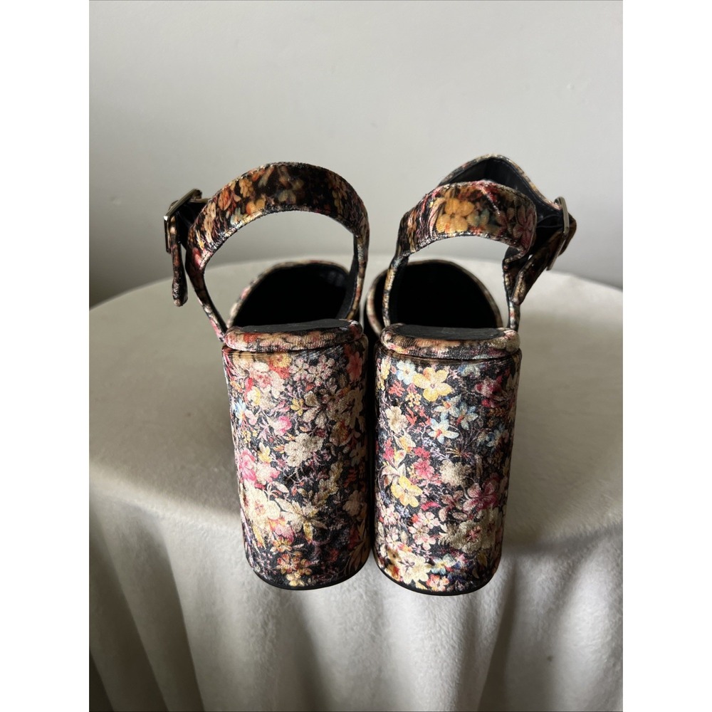 JEFFREY CAMPBELL Bohemian Platform Wedge Sandal in Velour Floral Size 9 Romantic - Picture 4 of 7